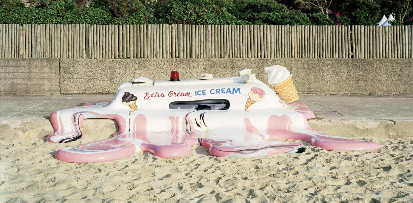 melting ice cream truck sculpture